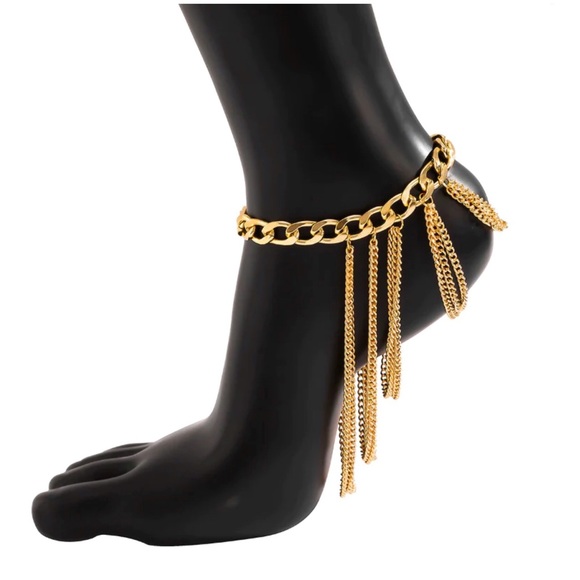 New 1 Piece Golden Layered Chain Anklet | High Heel / Wedge Shoe Accessory - Picture 5 of 16